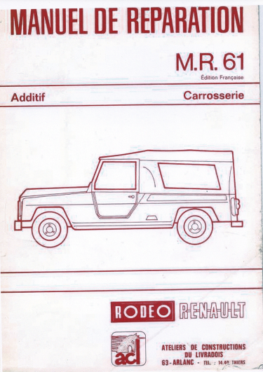 manuels d'atelier et de réparation Renault 4l dont Sinpar Rodeo et Plein Air { {{ Docautomoto }}