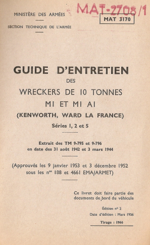 Manuel d'entretien MAT Ward la France { {{ Docautomoto }}