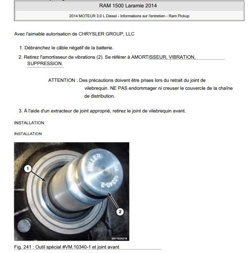 Manuel d'atelier Dodge RAM 2014 français { {{ Docautomoto }}
