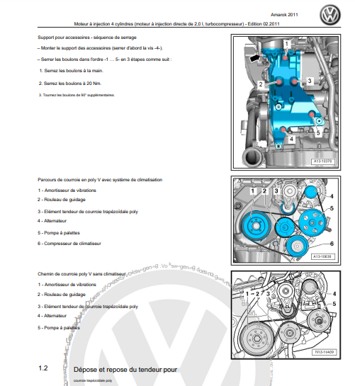 manuel d'atelier Volkswagen Amarok en français { {{ Docautomoto }}