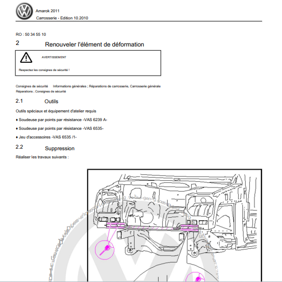 manuel d'atelier Volkswagen Amarok en français { {{ Docautomoto }}