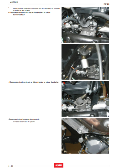 manuel d'atelier Aprilia RS 125 2006 en français { {{ Docautomoto }}