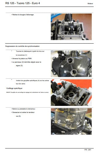 Manuel d'atelier Aprilia 125 RS Tuono Euro 4 2017 français { {{ Docautomoto }}