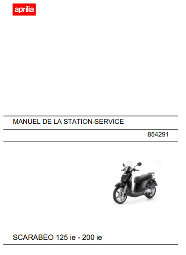 Manuel d'atelier Aprilia Scarabeo 125 200 IE en français { {{ Docautomoto }}