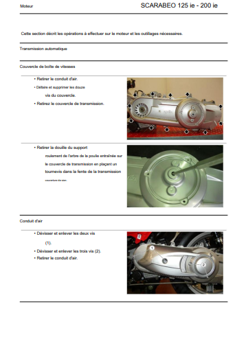 Manuel d'atelier Aprilia Scarabeo 125 200 IE en français { {{ Docautomoto }}