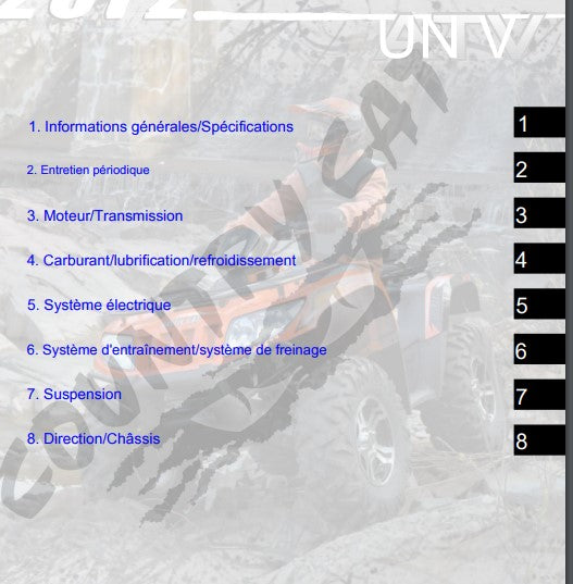 Manuel d'atelier Artic Cat 450 1000 2012 français Docautomoto