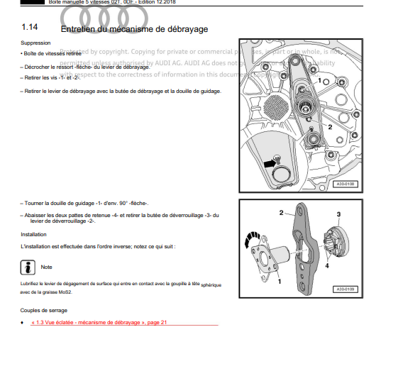 Manuel d'atelier Audi A1 2011 2018 en français { {{ Docautomoto }}