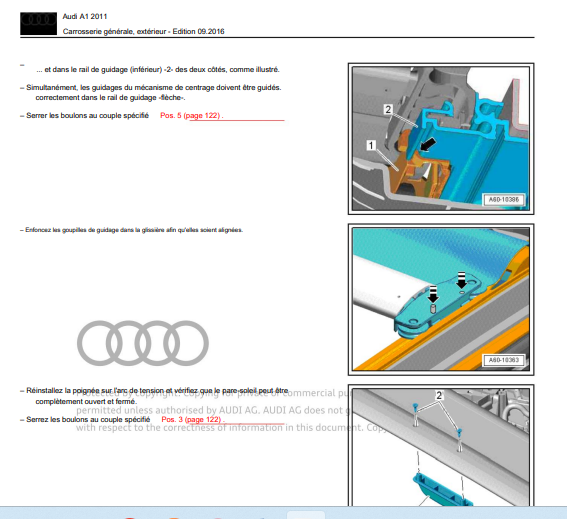 Manuel d'atelier Audi A1 2011 2018 en français { {{ Docautomoto }}