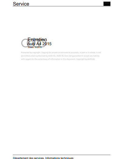 Manuel d'atelier Audi A4 2015 2020 pdf français { {{ Docautomoto }}