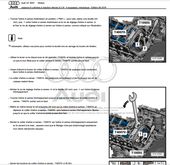 Manuel d'atelier Audi Q7 2005 2015 français { {{ Docautomoto }}