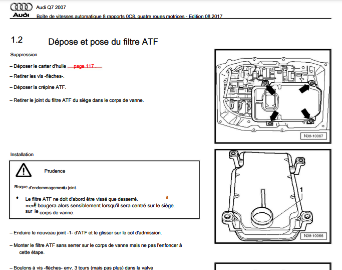 Manuel d'atelier Audi Q7 2005 2015 français { {{ Docautomoto }}
