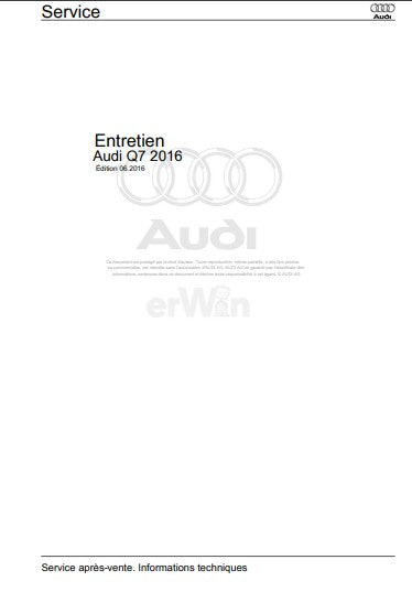 Manuel d'atelier Audi Q7 4M 2016 2022 français