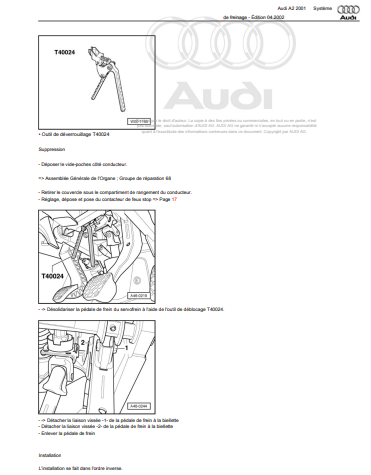 Manuel d'atelier Audi A2 tous modèles en français { {{ Docautomoto }}