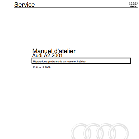 Manuel d'atelier Audi A2 tous modèles en français { {{ Docautomoto }}