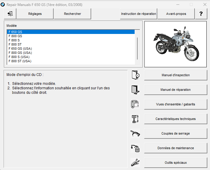 manuel d'atelier BMW F650 F 800 tous modèles français { {{ Docautomoto }}