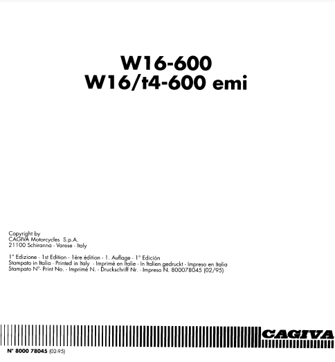 Manuel d'atelier Cagiva 600 W16 T4 français { {{ Docautomoto }}