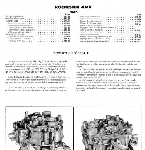 Manuel d'atelier Chevrolet Camaro Corvette Chevelle 1967 français { {{ Docautomoto }}