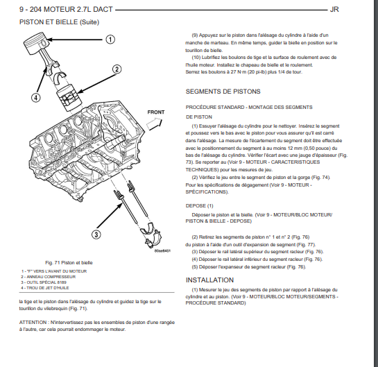 manuel d atelier Chrysler Stratus Sebring 2005 en français { {{ Docautomoto }}