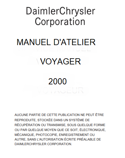 Manuel d'atelier Chrysler Voyager 2000 français { {{ Docautomoto }}