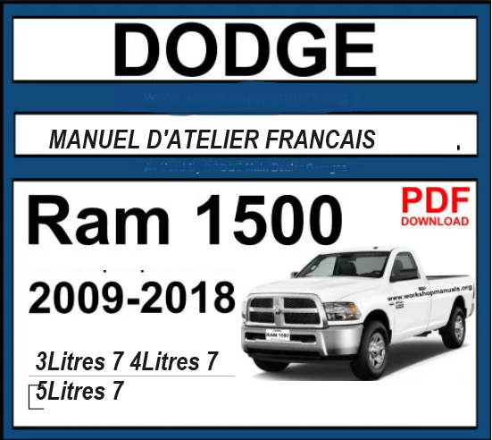 Manuel d'atelier Dodge RAM 1500 2009 2018 français { {{ Docautomoto }}