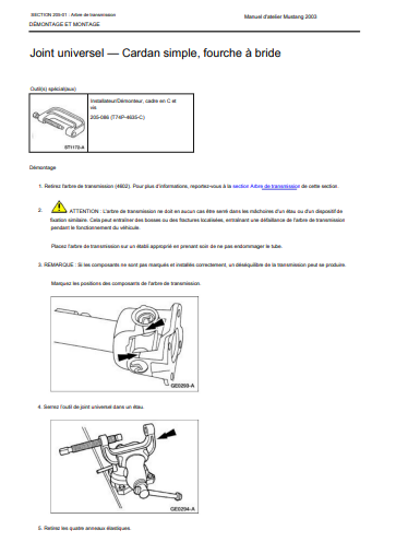 Manuel d'atelier Ford Mustang 99 2004 français { {{ Docautomoto }}