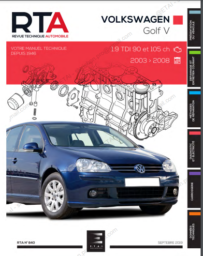 Manuel de réparation Volkswagen Golf 5 { {{ Docautomoto }}