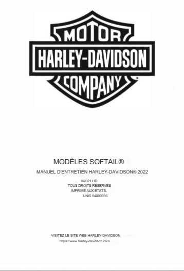 Manuel d'atelier Harley Davidson Softail 2022 français { {{ Docautomoto }}