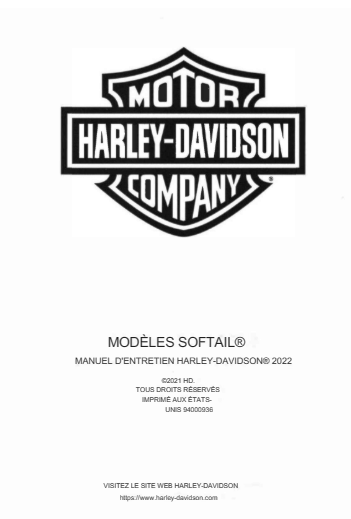 Manuel d'atelier Harley Davidson Softail 2022 français { {{ Docautomoto }}