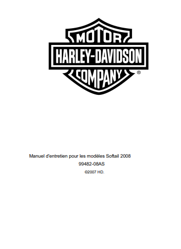 Manuel d'atelier Harley Softail 2008 français { {{ Docautomoto }}