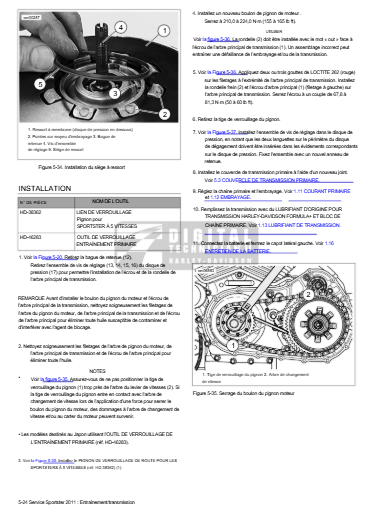 Manuel d'atelier Harley Davidson Sportster 2011 { {{ Docautomoto }}