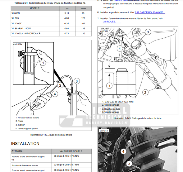 Manuel d'atelier Harley Davidson Sportster 2013 en français { {{ Docautomoto }}
