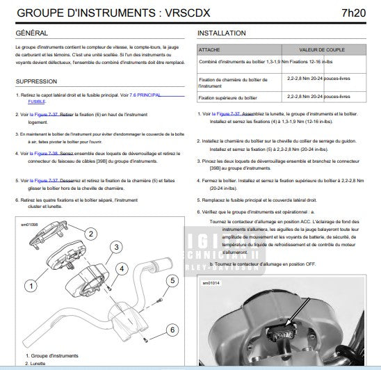 Manuel d'atelier Harley Davidson V-Rod 2013 en français { {{ Docautomoto }}