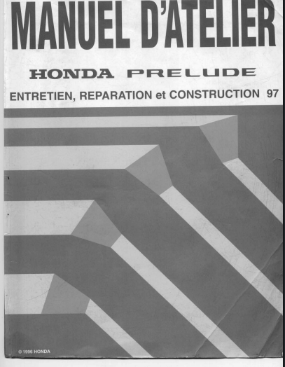Manuel d'atelier Honda Prelude 5g 1997 { {{ Docautomoto }}