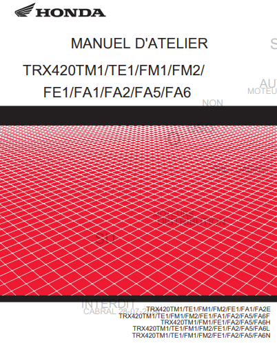manuel d'atelier Honda TRX 420 2022 français { {{ Docautomoto }}