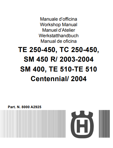 Manuel d'atelier Husqvarna 250 450 510 2004 { {{ Docautomoto }}