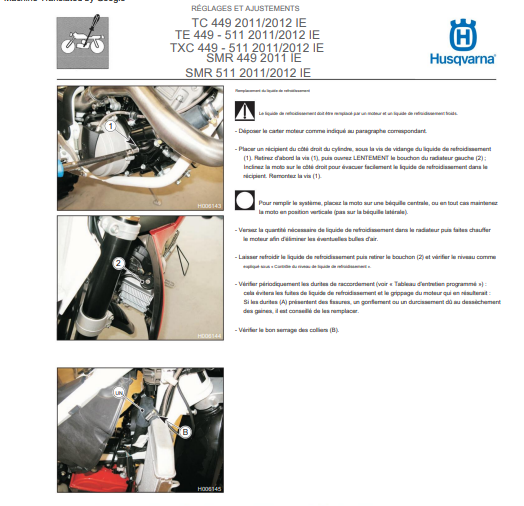 Manuel d'atelier Husqvarna 449 511 ie 2012 français { {{ Docautomoto }}