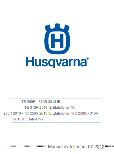 Manuel d'atelier Husqvarna TE 250 310 R 2013 { {{ Docautomoto }}