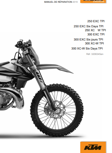 Manuel d'atelier KTM 250 300 EXC TPI 2019 français { {{ Docautomoto }}