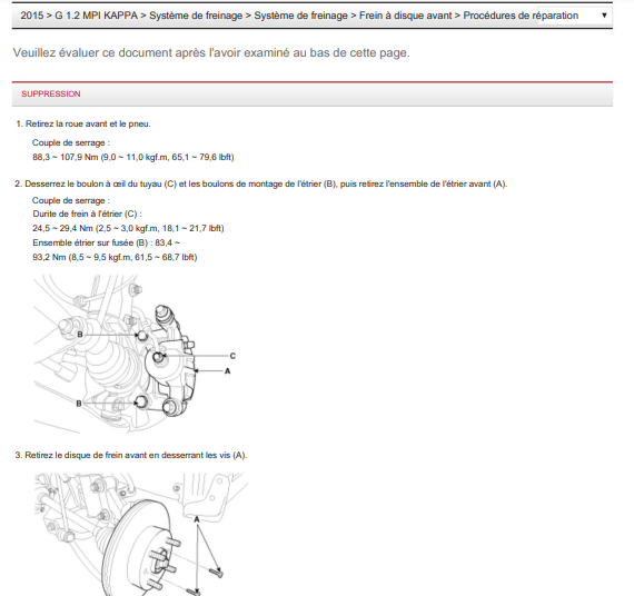 Manuel d'atelier KIa Picanto 2011 2017 français { {{ Docautomoto }}