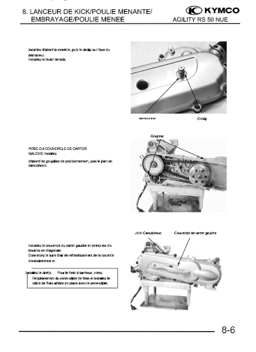 manuel d'atelier Kymco 50 Agility Euro 2 français { {{ Docautomoto }}