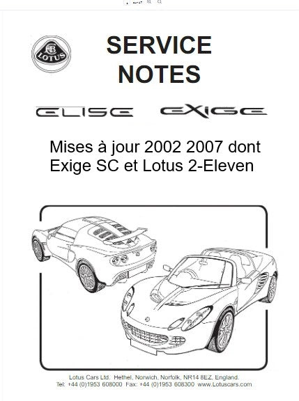 Manuel d'atelier Lotus Exige Elise 2002 2007 français { {{ Docautomoto }}
