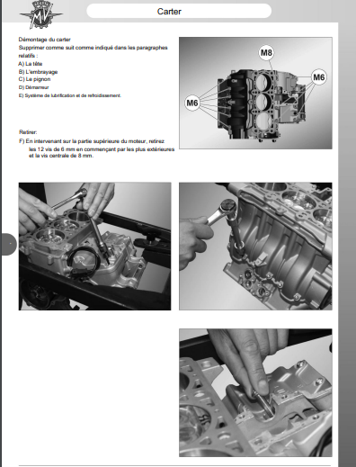 Manuel d'atelier MV Agusta moteurs 675 800 français { {{ Docautomoto }}