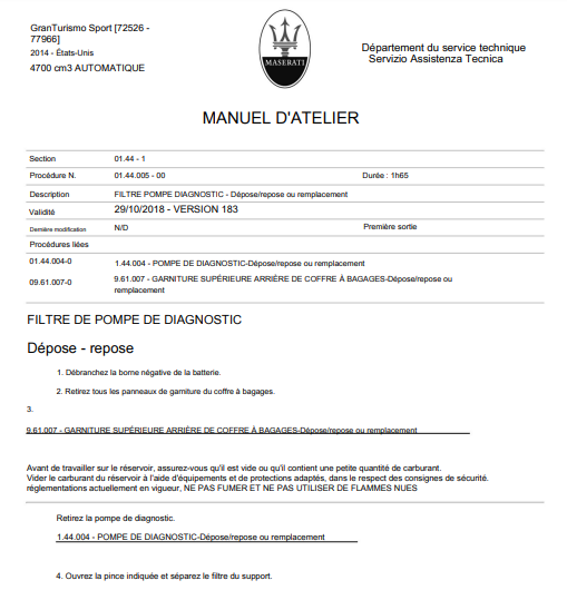 Manuel d'atelier Maserati Granturismo Français Docautomoto