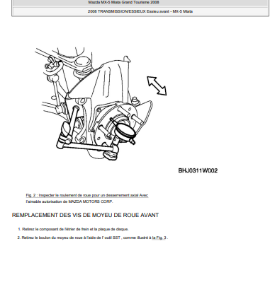 manuels d'atelier réparation Mazda MX5 Miata 2006 2009 en français { {{ Docautomoto }}