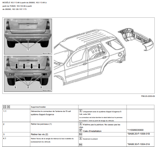 manuel d'atelier Mercedes ML 320 1997 2005 anglais français { {{ Docautomoto }}