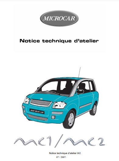 Manuel d'atelier Microcar MC1 MC2 { {{ Docautomoto }}