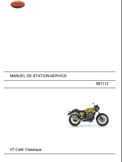 Manuel d'atelier Moto Guzzi V7 2009 2015 français { {{ Docautomoto }}