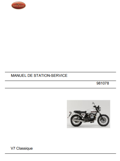 Manuel d'atelier Moto Guzzi V7 2009 2015 français { {{ Docautomoto }}