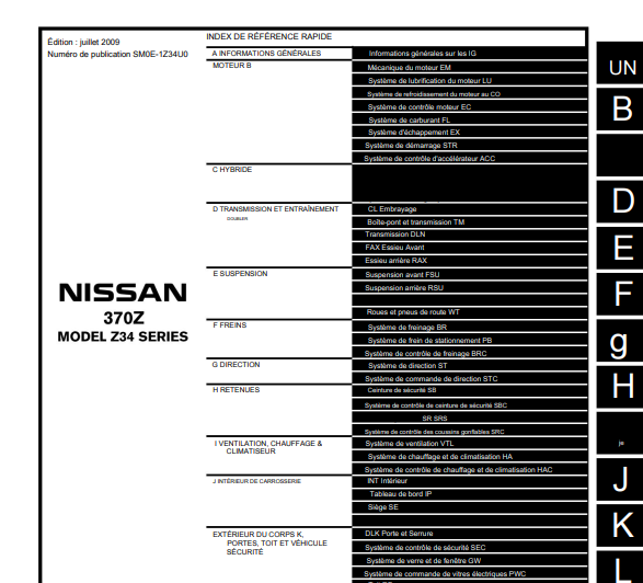 Manuel d'atelier réparation Nissan 370 Z en français { {{ Docautomoto }}