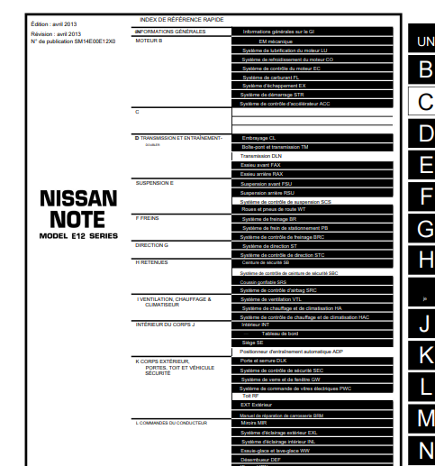 manuel d'atelier Nissan Note 2013 français { {{ Docautomoto }}